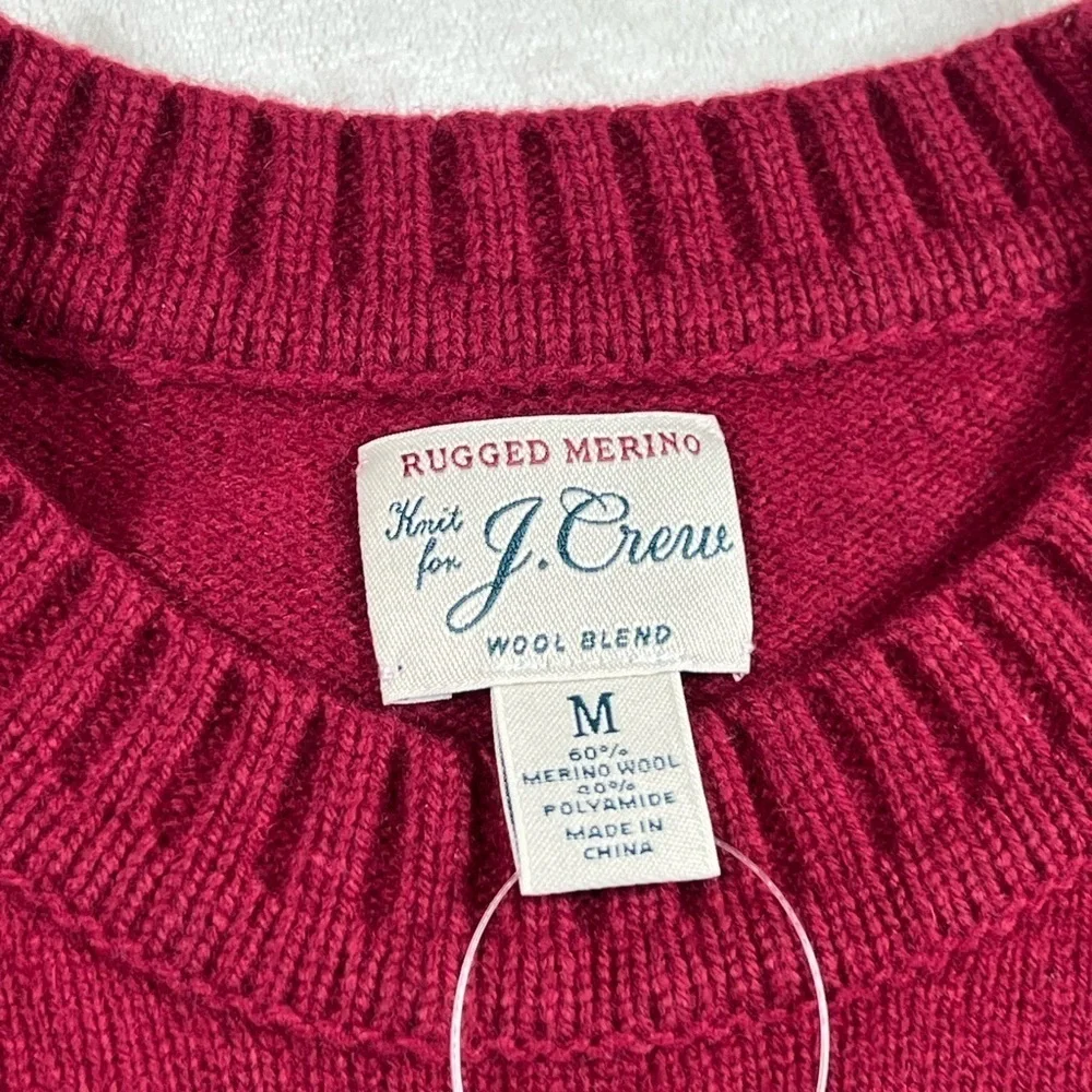 NWT J. Crew Rugged Merino Wool Blend Red Crewneck Pullover Sweater Classic C24